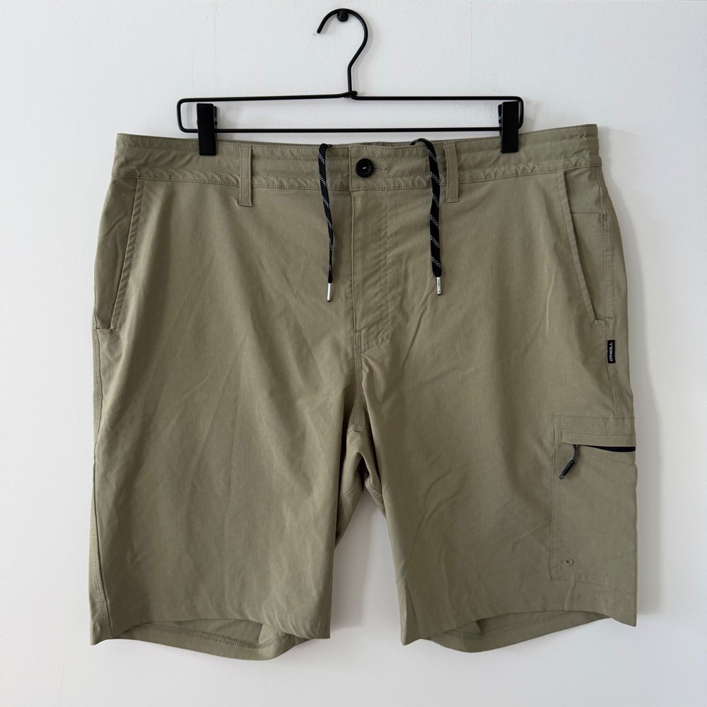ONeill Hybrid Cargo Shorts Mens 38 Olive Green Stretch Boardshorts 5710